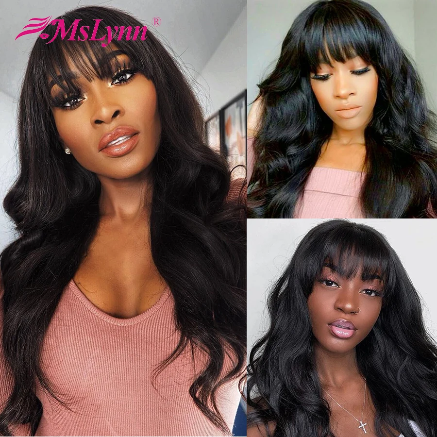 Синтетические волосы на кружеве человеческих волос парики с челкой объемная