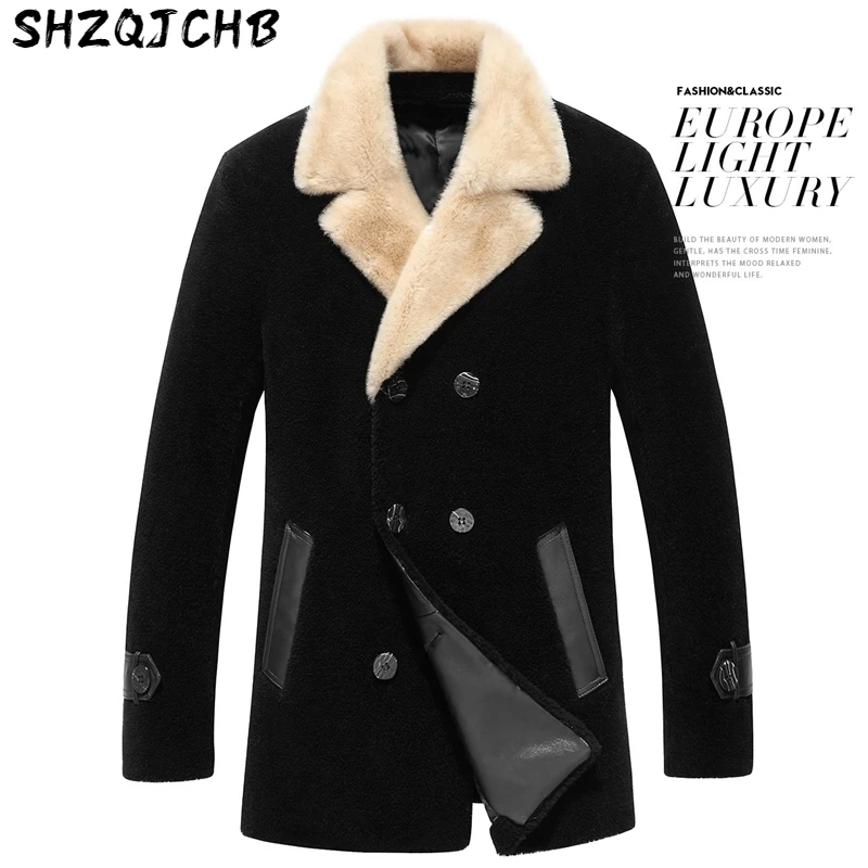

JCHB 2021 Real Fur Coat Men 80% Wool Mens Jackets and Coats Autumn Winter Male Jacket Plus Size 4xl Casual Ropa Hombre Pph2480