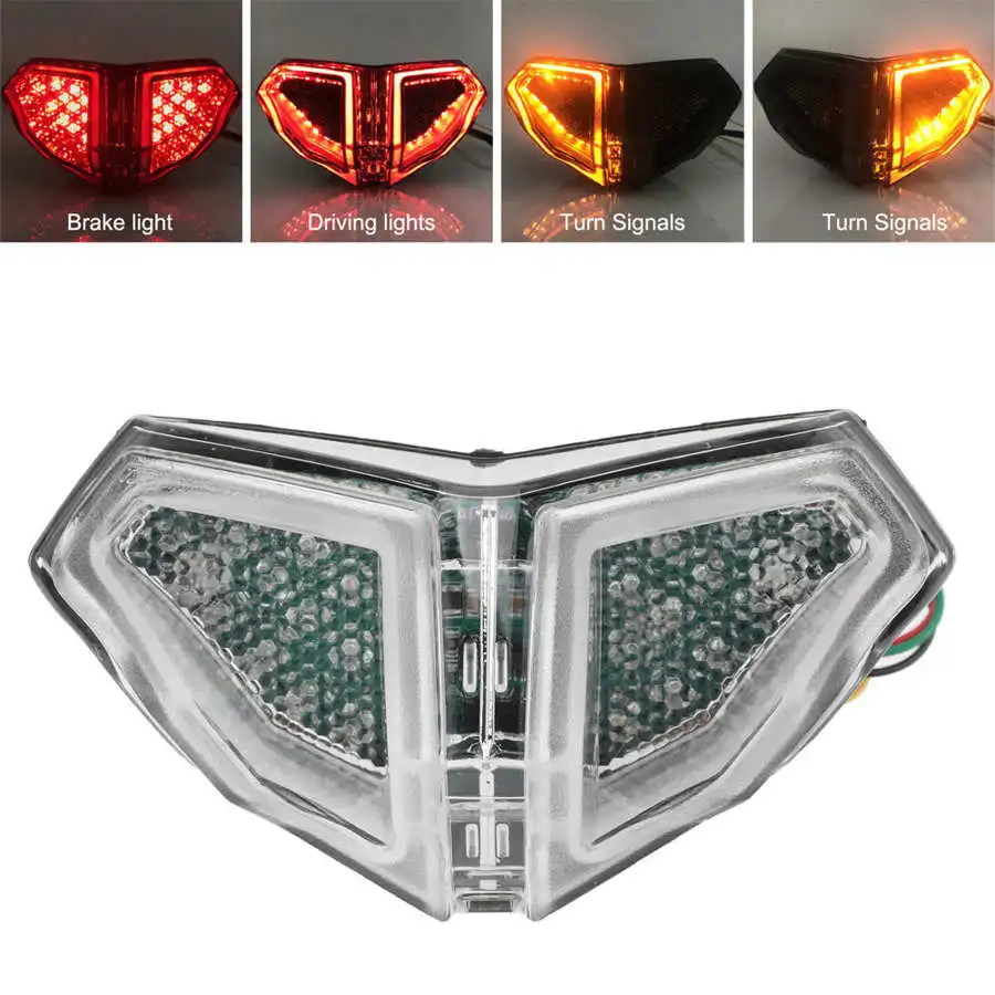 Задний светодиодный фонарь в сборе для мотоцикла стоп сигнал прозрачные линзы