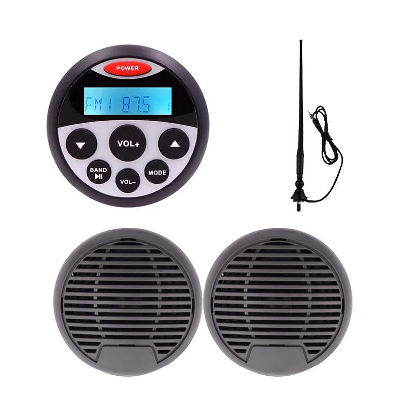 Guzare Marine Stereo Package MP3 Player Waterproof Bluettoth AM FM Radio Receiver Motorcycle Boat Speakers Antenna