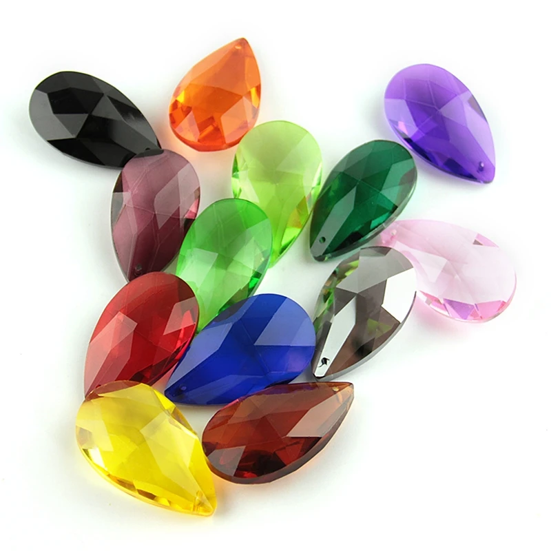 

38mm/50mm/63mm/76mm 10pcs Mixed Colors Tear Drop Glass Crystal DIY Pendant Chandelier Jewelry Suncatcher Faceted Prism