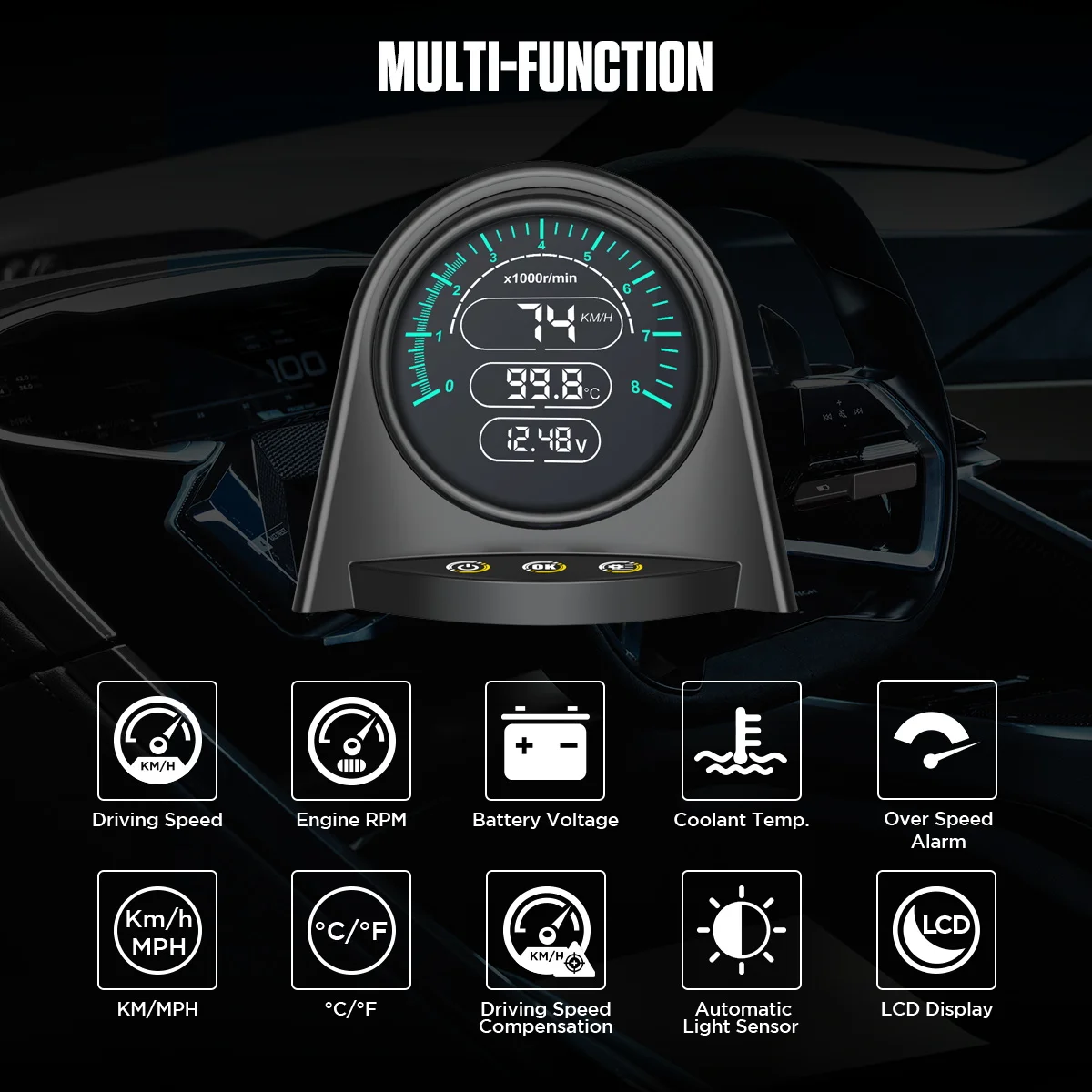 Автомобильный спидометр AUTOOL X70 считыватель кодов OBD дисплей HUD на лобовом стекле