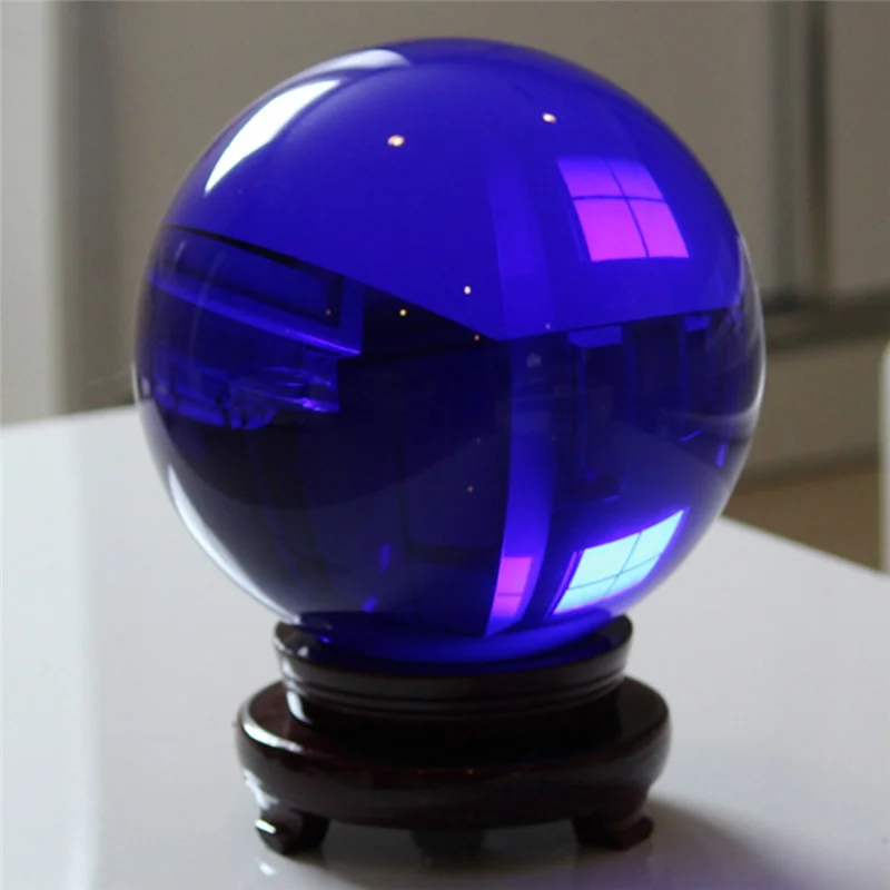 

40mm Diameter Factory Wholesale Custom K9 Glass Sea Blue Magic Light Ball With Base Crystal Ball Ornaments (Without Base)