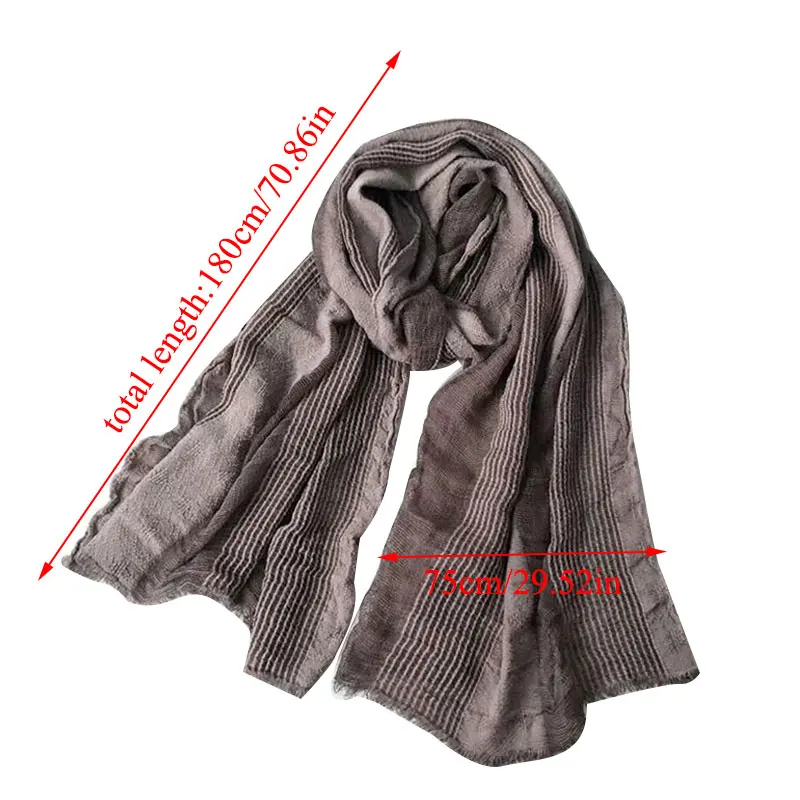 Хлопковые льняные шарфы для мужчин удобный Длинный плиссированный шарф женские