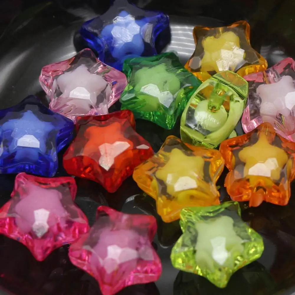 50 разноцветных акриловых граненых шармов в форме звезды 16 мм Бусины В Форме