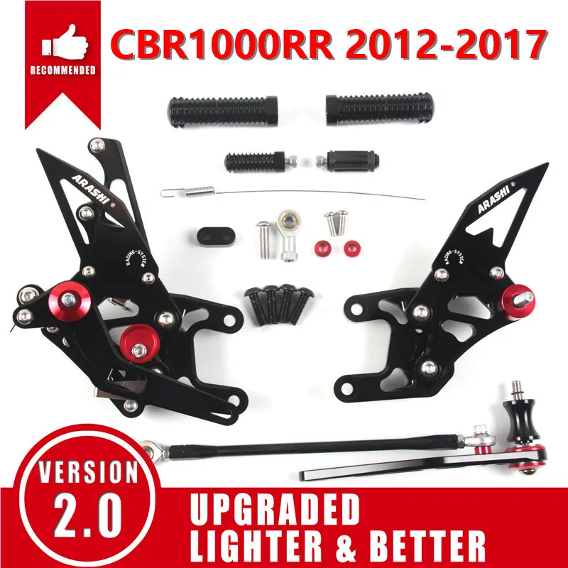 Black 2012-2017 Араши для HONDA CBR1000RR 2004- с ЧПУ Регулируемая подножка Rearsets подножка CBR1000 CBR 1000 RR 2012 2013 - Цвет: Black 2012-2017