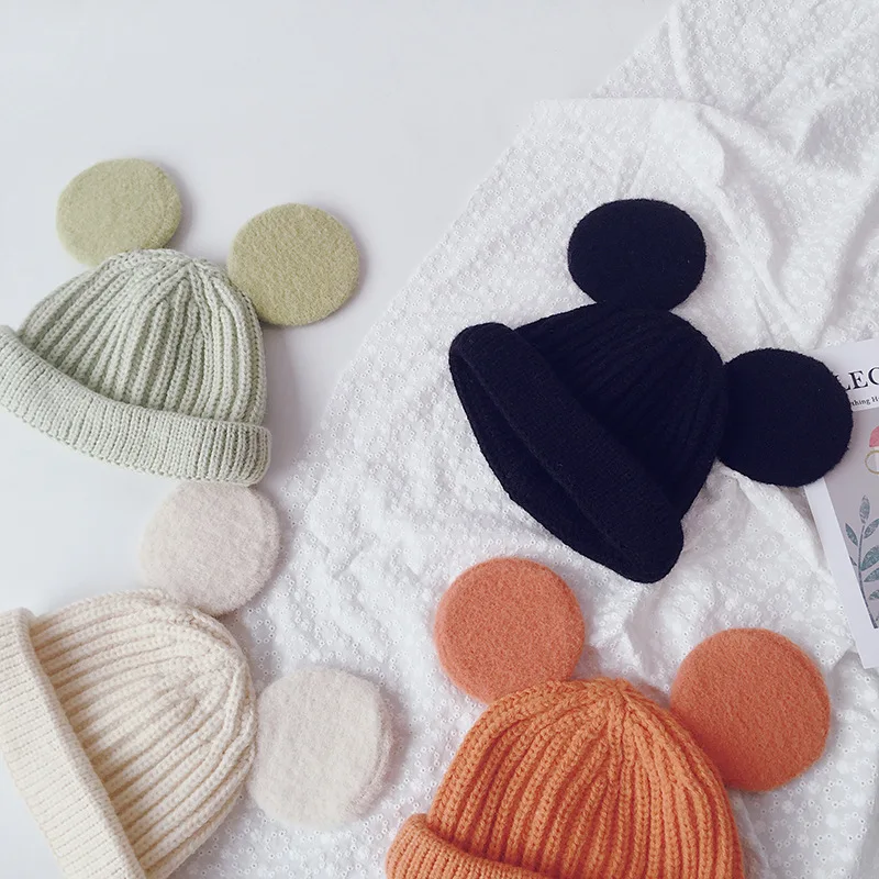 

New Cartoon Children's Hat Bear Ears Winter New Baby Cute Knitted Hat Casual Warm Beanie Outdoor Windproof Hat Gorros