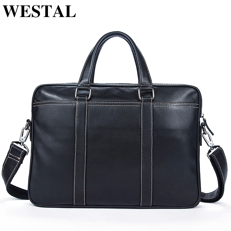 Мужской портфель WESTAL из натуральной кожи сумка для ноутбука Мужская офисная