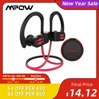 mpow flame 088 bluetooth wireless earbuds ipx7 waterproof earphone with cvc6 0 noise canceling mic hifi stereo red sport earbuds