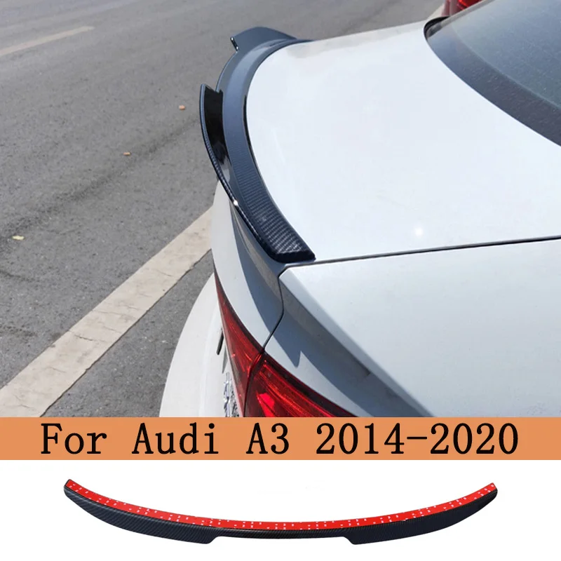 Задний спойлер для крышки багажника Audi A3 2014 2015 2019 2020, глянцевый черный стиль Maxton, углеродное волокно, задний спойлер на крышу, внешние аксесс...
