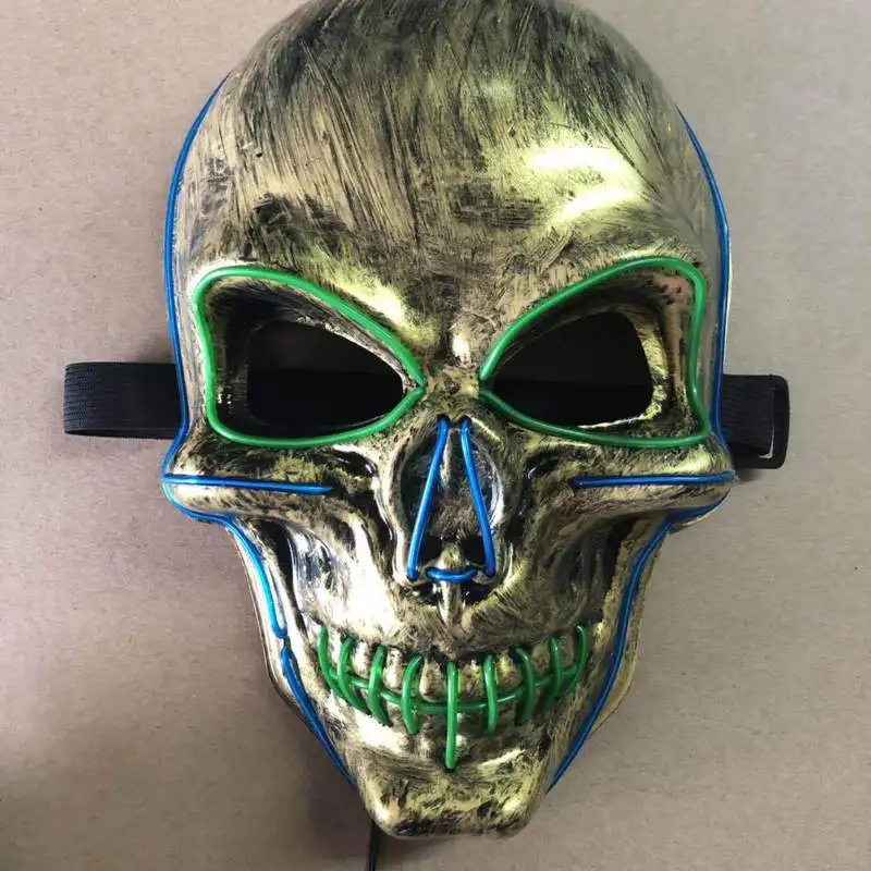 Halloween Party LED Mask Masque Masks Neon Light Rave Glow In The Dark Horror Glowing Masker | Дом и сад