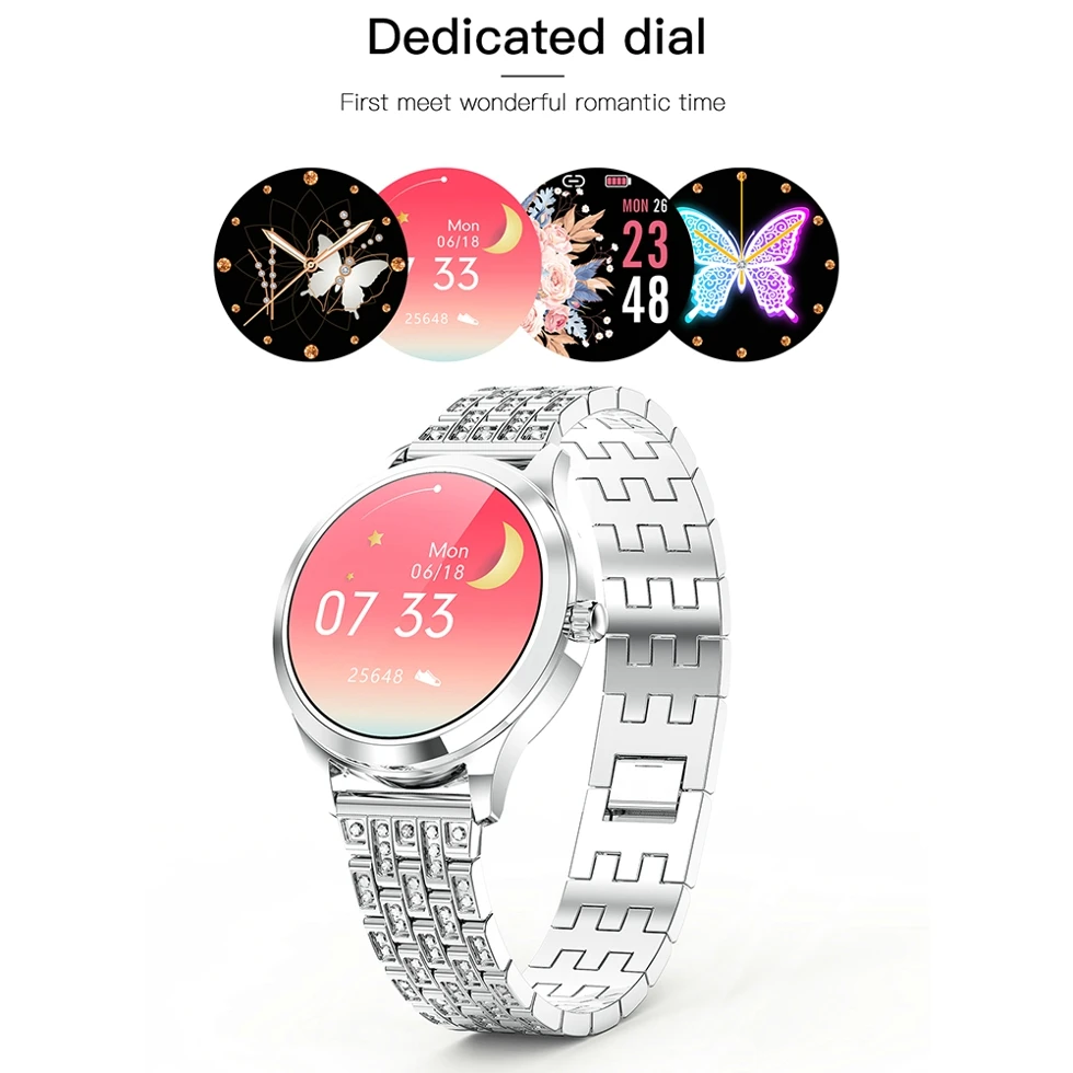 feooe smart watch women diamond strap diy watch stainless steel smart watch for women ip68 waterproof wearable devices free global shipping