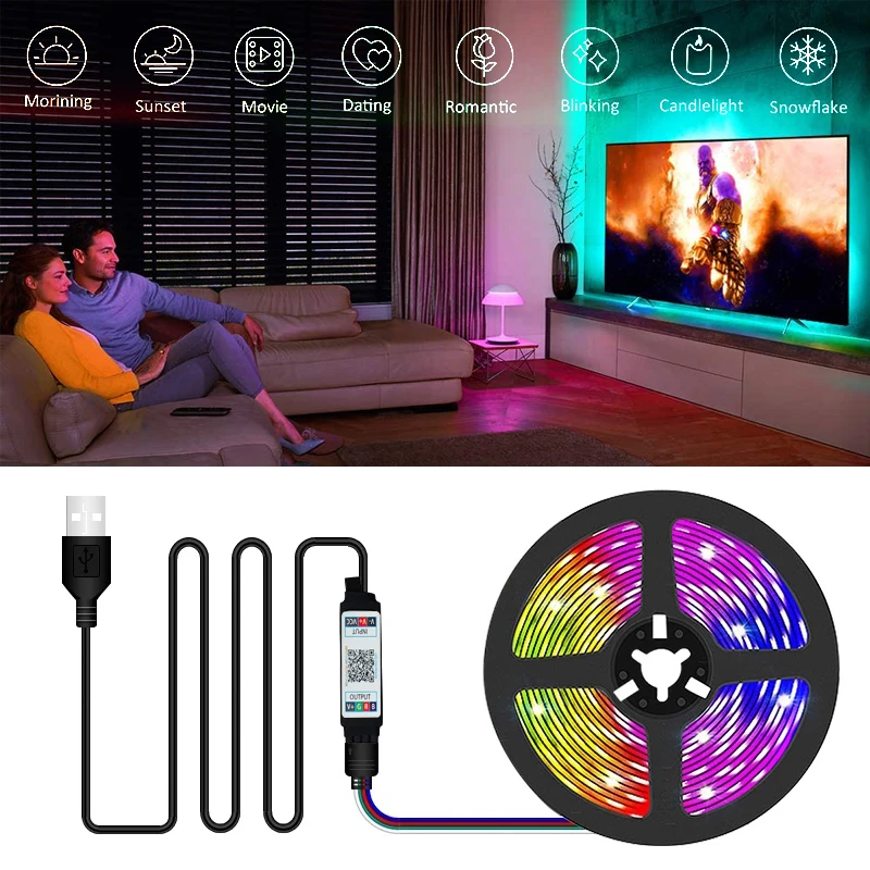 

Светодиодные ленты для украшения спальни 5050/2835 SMD Bluetooth-совместимое RGB светодиодный ное освещение музыка синхронизация изменение цвета с ре...
