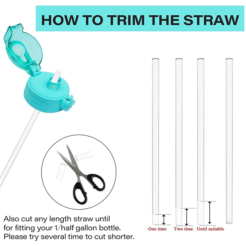 Compatible Gallon Bottle Reusable Adjustable Straws for 128Oz 64Oz Jug 1/Half Water - 5 Set |