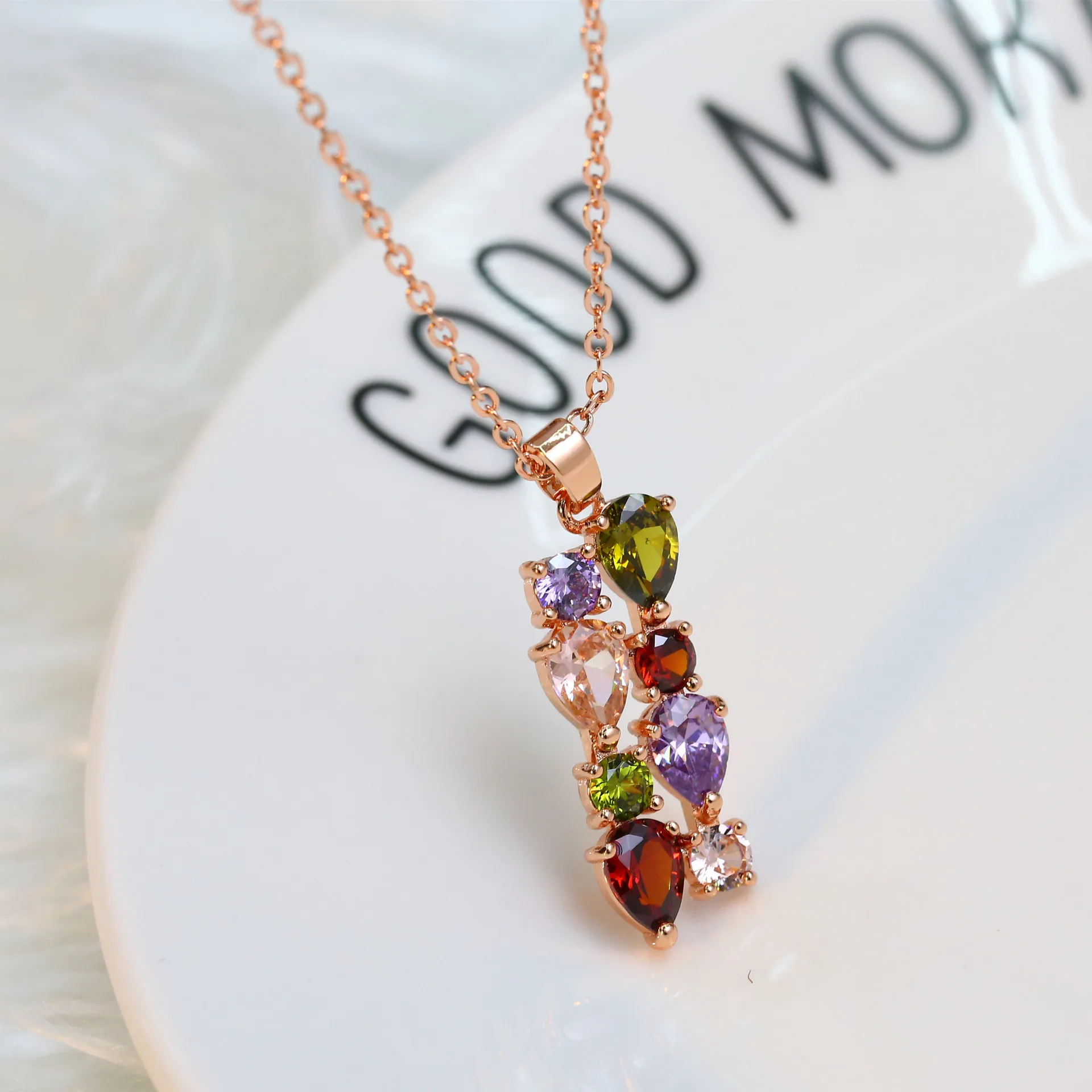 Ожерелье из серебра 925 пробы с натуральным кристаллом циркония очаровательные