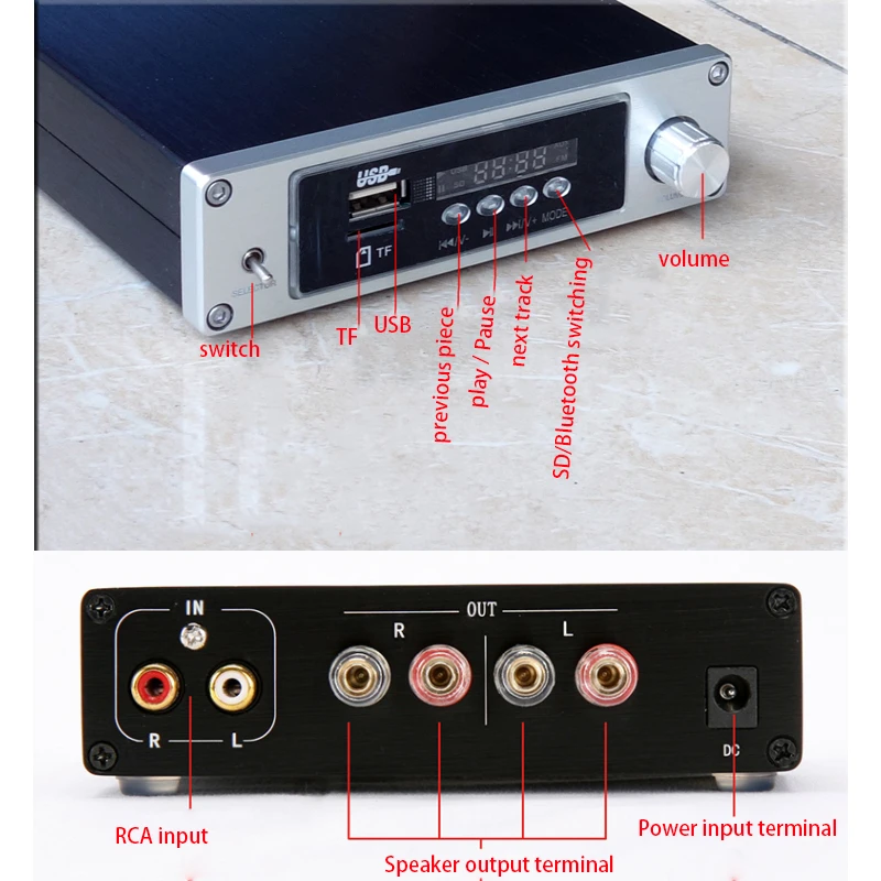 Kaolanhon DC12~ 25 в 100 Вт* 2 DP2 4,0 Bluetooth усилитель TPA3116D2 без потерь плеер цифровой усилитель 4~ 8 ом с NE5532 Preamp