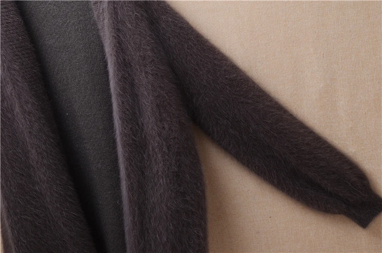 Женская модная зимняя вязаная одежда из меха норки и кашемира Свободный кардиган