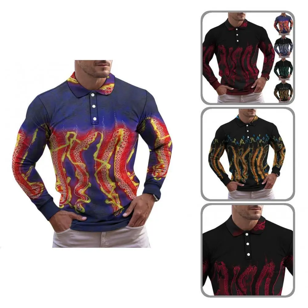 

Рубашка-Поло, тонкий мягкий пуловер, рубашка-поло с длинным рукавом и принтом осьминога