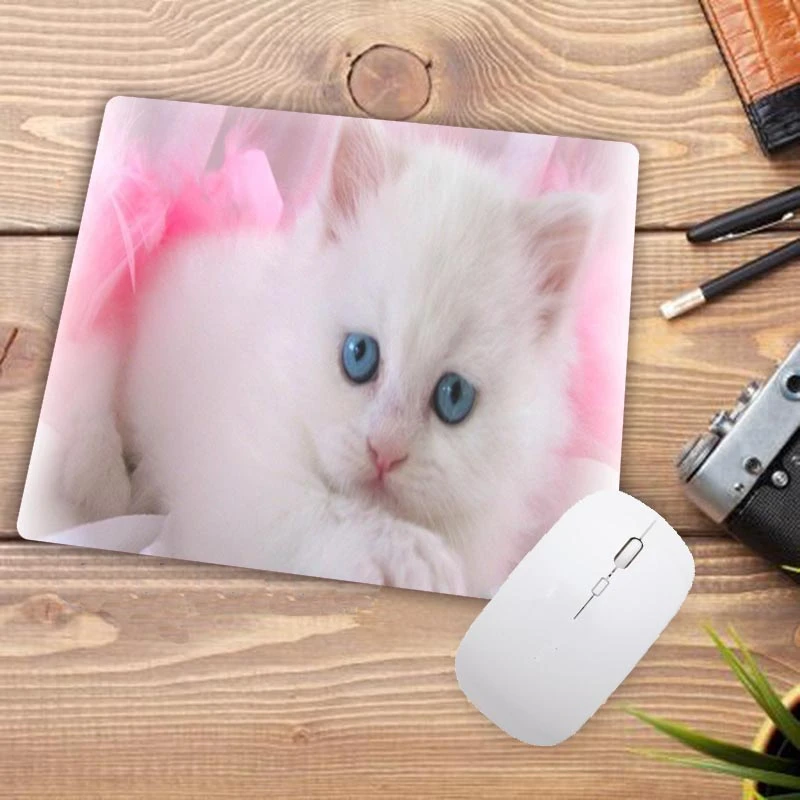 

22X18CM Cute White Cats Animal New Gaming Mousepad Small Gams Mouse Pad Player Anti-slip Rubber Computer Desk Mat Laptop