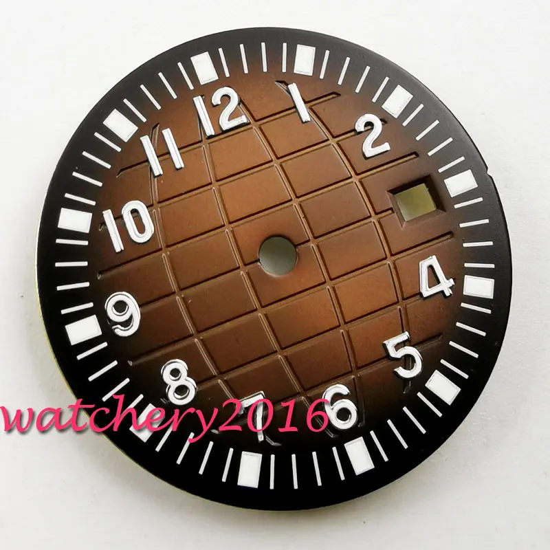 Brown Dial 31,5 мм часы стерильные циферблат подходит 2836 2824 2813 3804 Miyota 82 серии - Цвет: Brown Dial