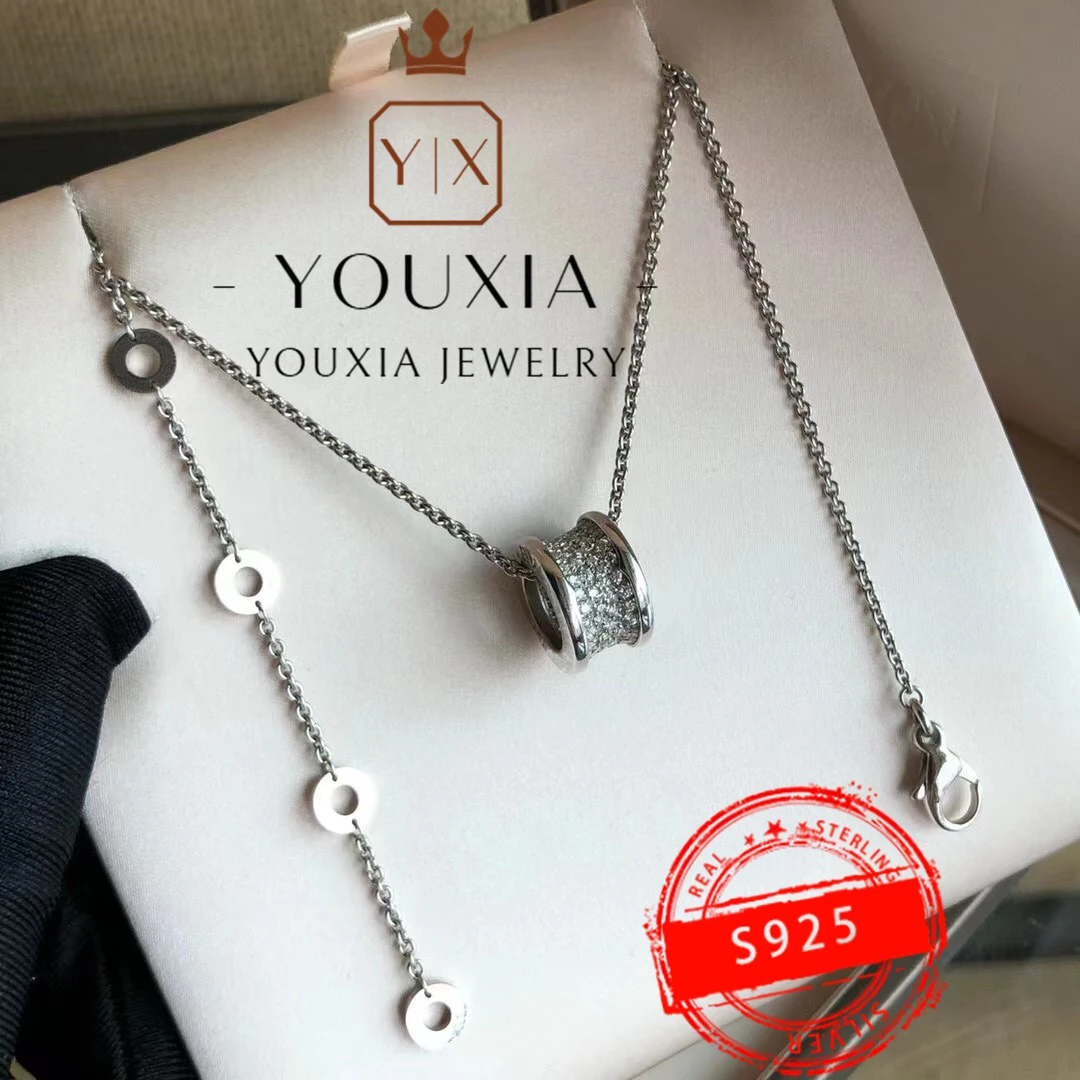 

1:1 925 Sterling Silver Custom White Gold Big Waist Full Diamond Noble Fashion Exquisite Necklace