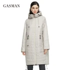Куртка GASMAN, 2021, весна-осень, женская модная Повседневная Длинная парка, пальто с подкладкой, с воротником-стойкой и капюшоном, женские куртки, 81858