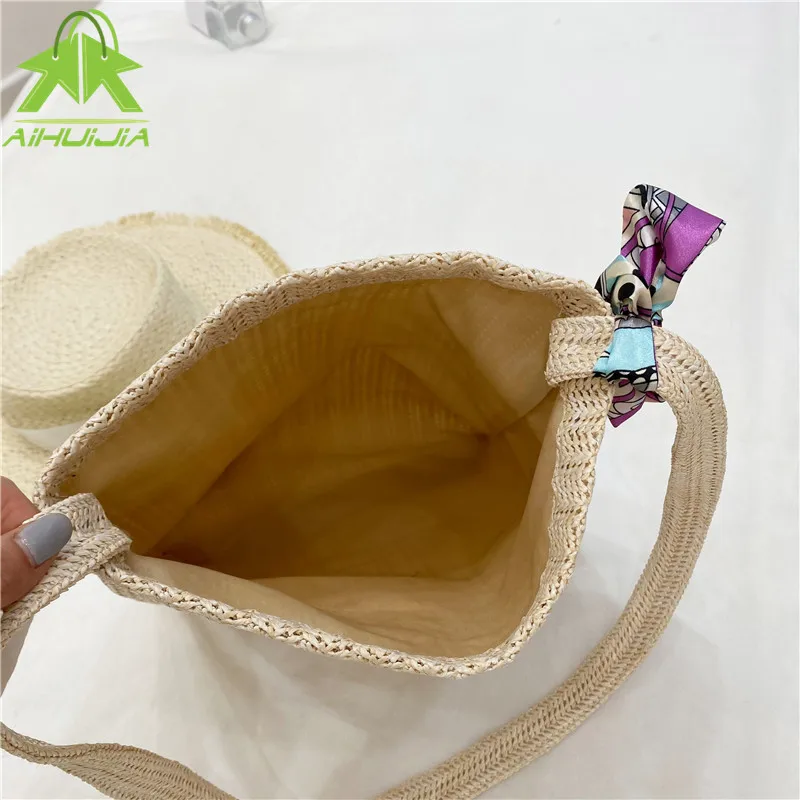 

Fashion Women Summer Shoulder Messenger Bag Straw Large Capacity Tote Bag Beach Casual Crossbody Bag Simple Casual Shopping Bag