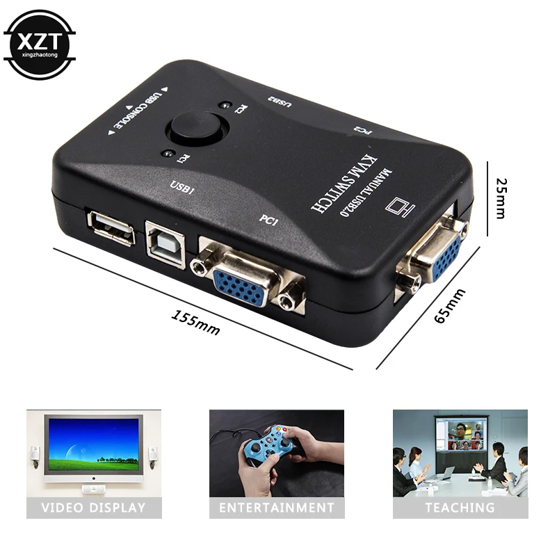 KVM-переключатель с 2 портами USB VGA SVGA USB-кабель разветвитель переключатель 0 мышь