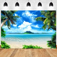 green summer beach photography backdrop ocean party palms tree photo background sea holiday studio booth decor prop