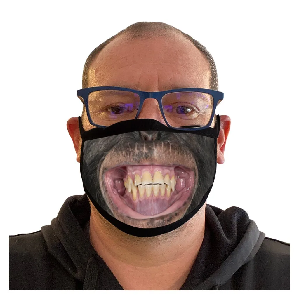 Adult Reusable Face Masks Funny Pattern Mouth Mask Washable Dustproof Cotton-lined Inside Shield Outdoor Маски | Красота и