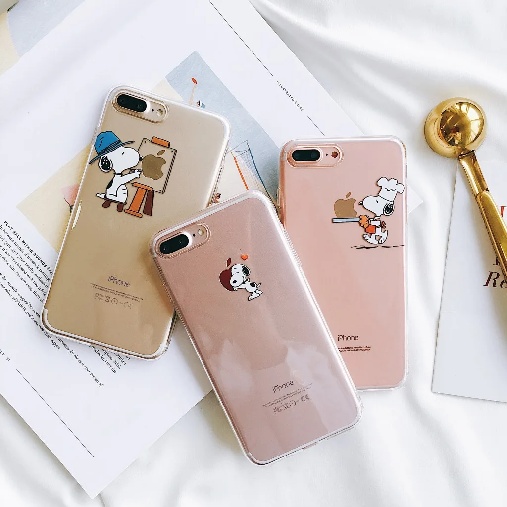 Прозрачный защитный чехол с милым мультяшным щенком для iPhone 8 7 6 6s Plus Xr X Xs Max дизайн