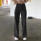 Прямые женские брюки с низкой талией, повседневные, широкие, однотонные, облегающие, модные, 2021