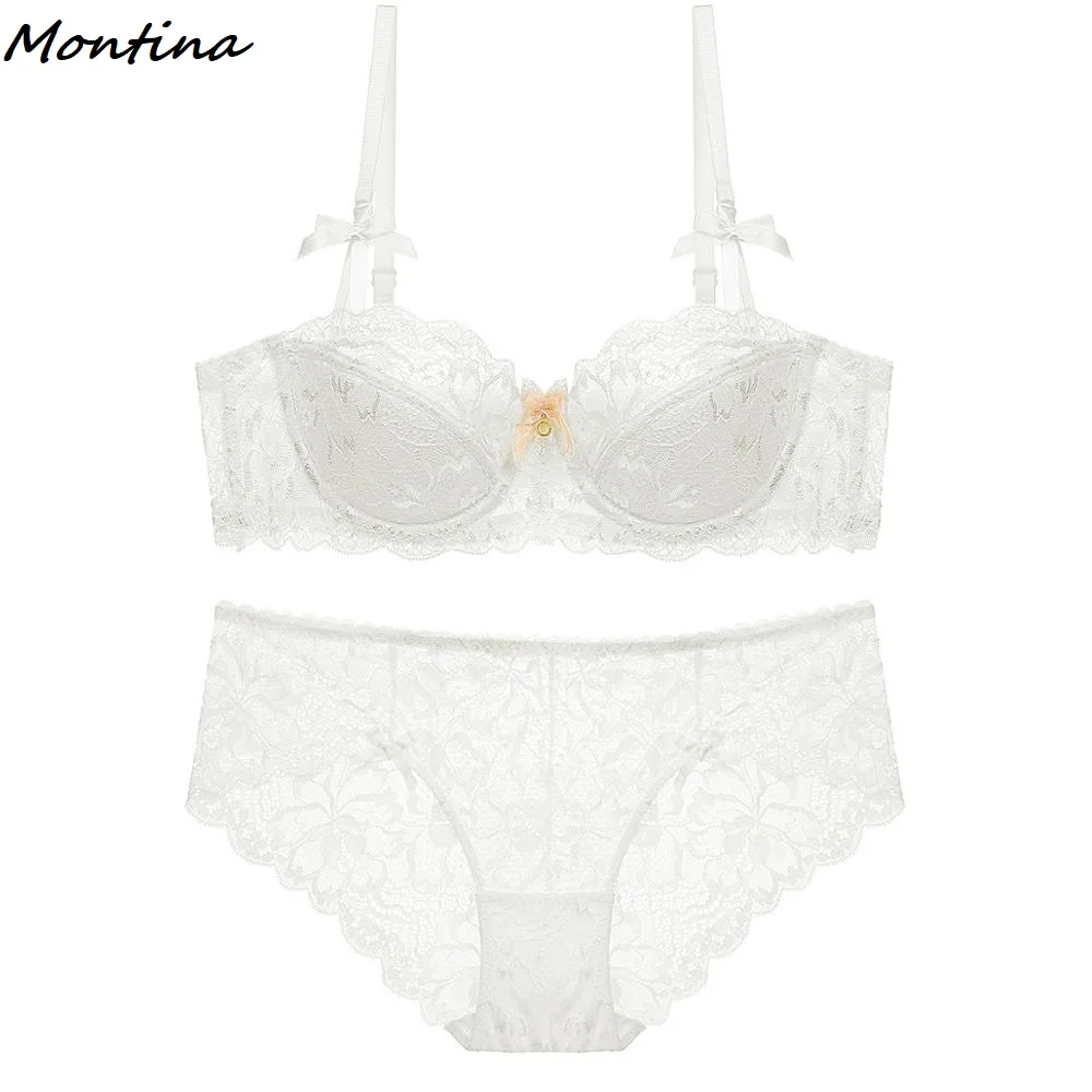 Комплект женского кружевного нижнего белья из бюстгальтера пуш-ап с глубоким