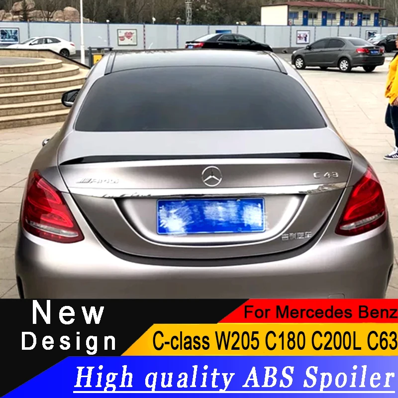 Для Mercedes Benz C Class W205 4 дверный C180 C200 C260 C300 2013 2019 седан ABS спойлер AMG C63 заднее крыло
