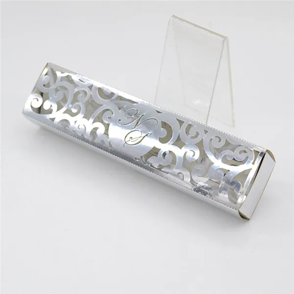 metallic silver Розовая Золотая блестящая бумага лазерная резка персонализированное приглашение на свадьбу коробки - Цвет: metallic silver