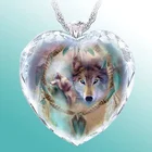 2021 ожерелье с подвеской в форме сердца из хрустального стекла, волк, тотем, Женское Ожерелье, металлические аксессуары в виде животных, ювелирные изделия для вечеринки, подарок