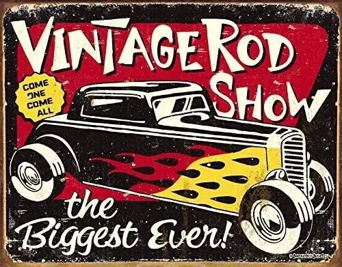

Xuship Garage Tin Sign Vintage Rod Show Vintage Car Garage Bar Man Cave Wall Hanging 12x8 Inches