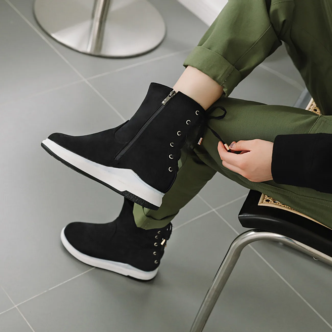 Лидер продаж женские замшевые ботильоны кожаные короткие ботинки на плоской