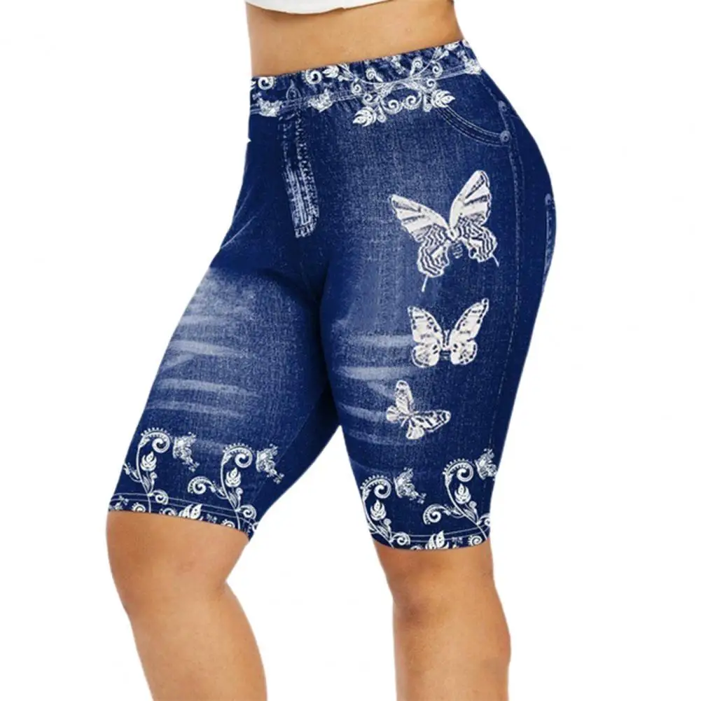 

Shorts High Waist Hip Lift Hot Pants Women Butterfly Print Skinny Denim Short Trousers for Sports