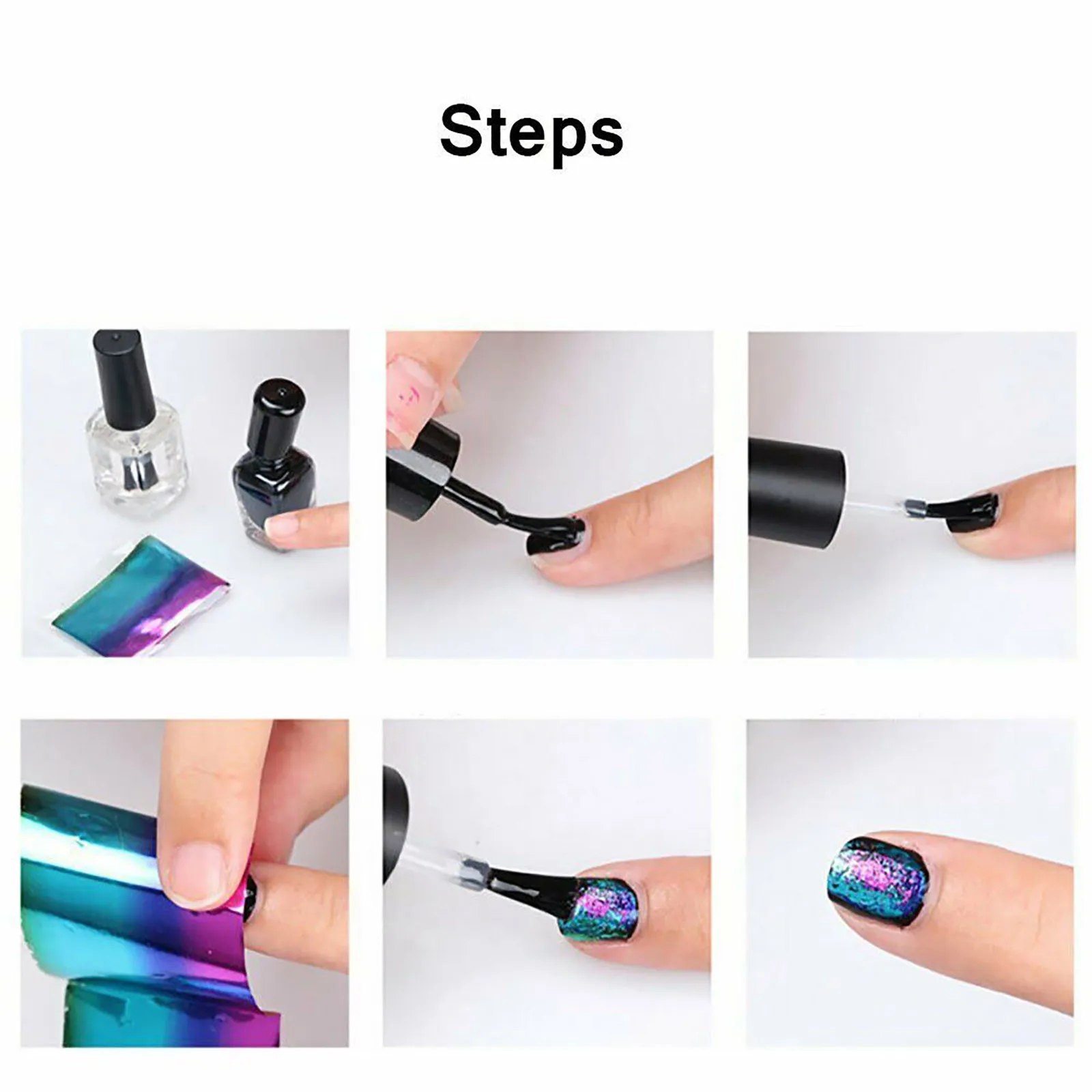 

50Pcs Holographic DIY Nail Art Transfer Foil Sticker Decal For Nail Tip Decoration Star Set Nails Wraps Slider Art Laser Foils