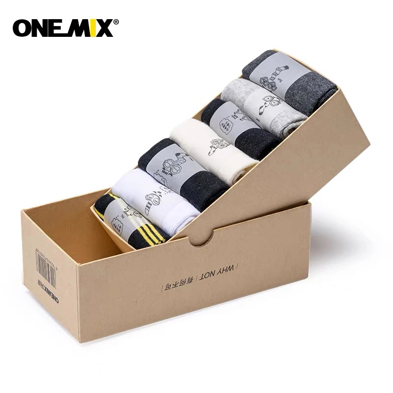 onemix men's running socks pure cotton week socks 7 pairs/lot for 7 days wearing for outdoor jogging walking ship on random