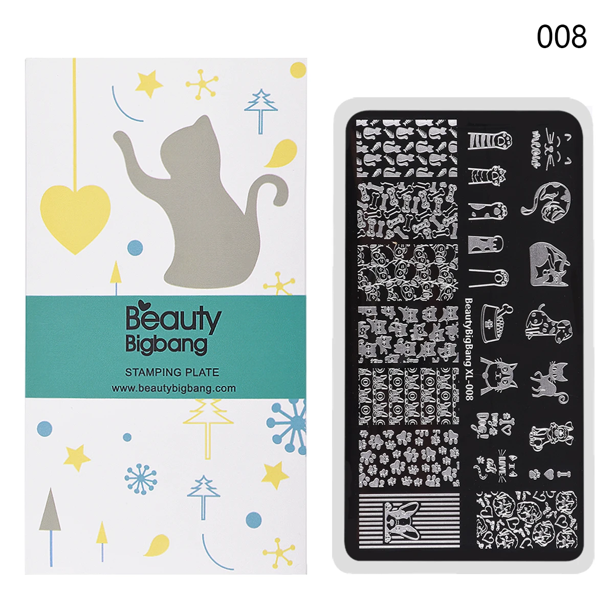 Трафареты BeautyBigBang 6*12 см для стемпинга ногтей с изображением кошек и собак