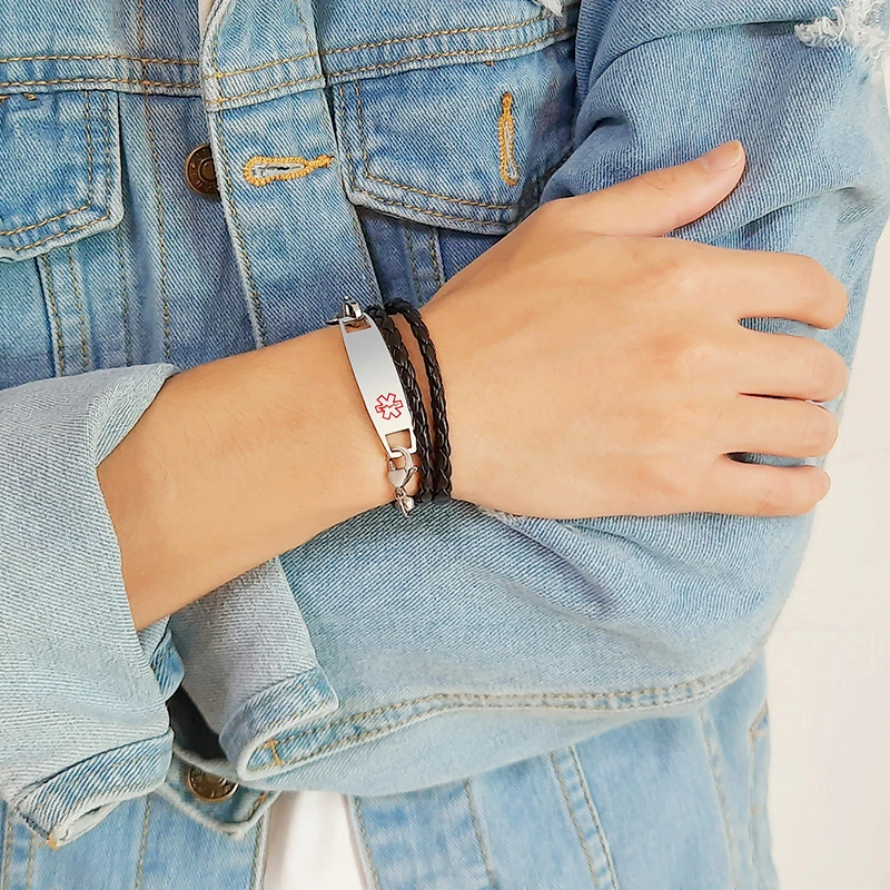 Персонализированные медицинские браслеты с бесплатной гравировкой из