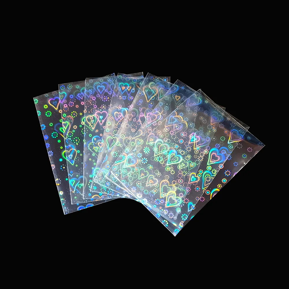 100Pcs Heart-shaped Foil Laser Flashing Clear Sleeves Korea Idol Photo Holographic Protector Trading Cards Shield Cover | Спорт и