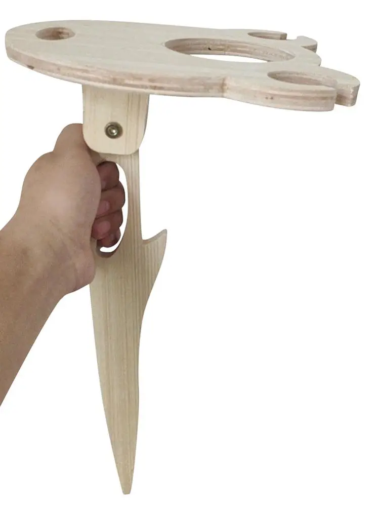 

Outdoor Wine Table Wine Rack Wine Tray Cup Holder Convenient Wooden Glass Holder Cup Holder Tray Outdoor Picnic Barbeque Party