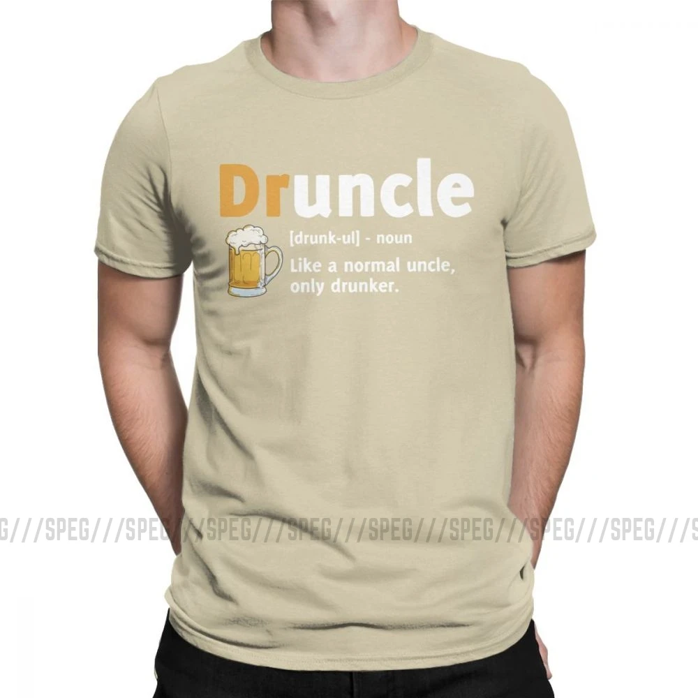 Druncle Drunkle Drunk Beer забавная футболка для мужчин с короткими рукавами, подарок для лучшего дяди, топы размера плюс, футболки, хлопковая футболка - Color: Khaki