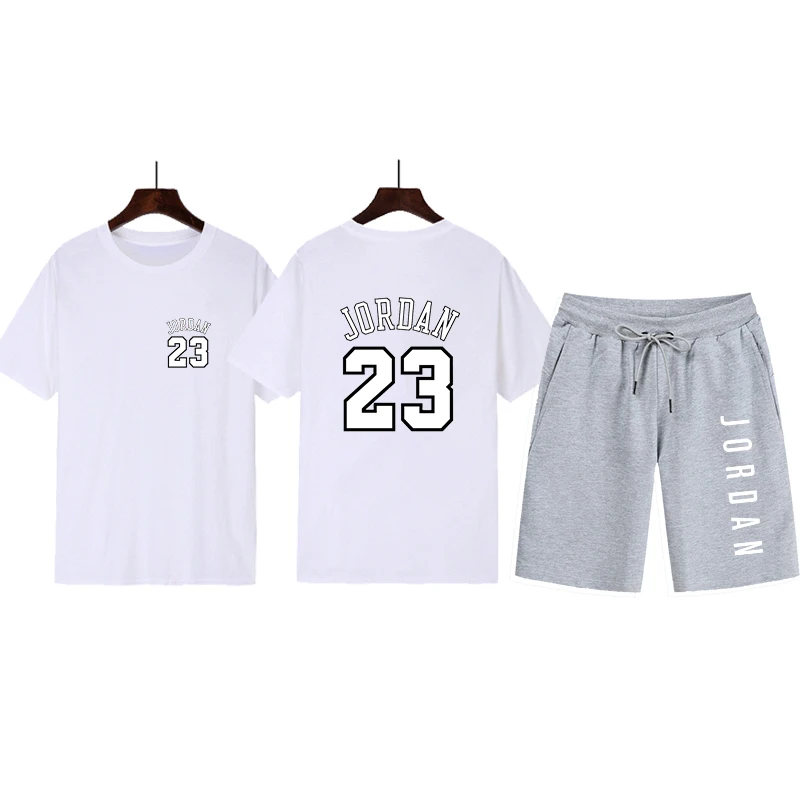 

2021 new men's track suit summer clothes sportswear two-piece cotton T-shirt + shorts track suit ladies sportswear S-3XL