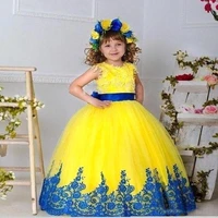puffy tulle flower girls dresses lace children wedding party custom made girls birthday gown 1 14y