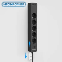 ntonpower network filter wall surge protector mounted usb power strip with paster extension socket eu plug for home office
