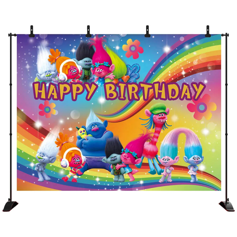 Танцевальные тролли Радужный фон для фотосъемки детей с днем рождения вечерние
